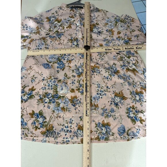 Zanzea Blouse top Womens Floral Print size L Pink Blue Polyester Lightweight - Picture 8 of 9
